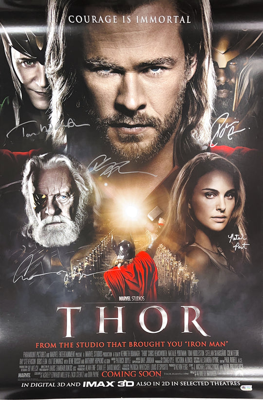 Thor Multi-Signed Cast Linen Backed Poster - SWAU Authenticated
