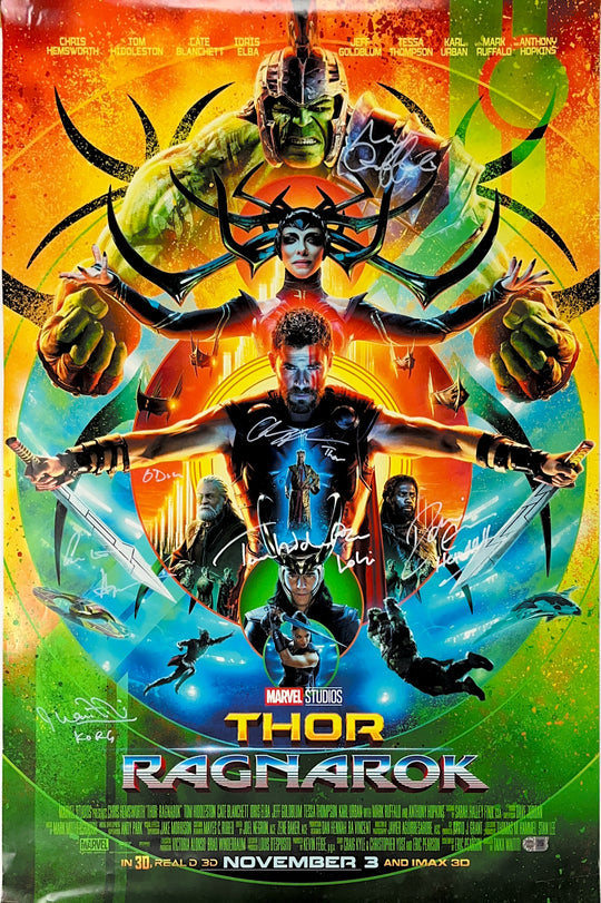 Thor Ragnarok Multi-Signed Cast Poster - SWAU Authenticated